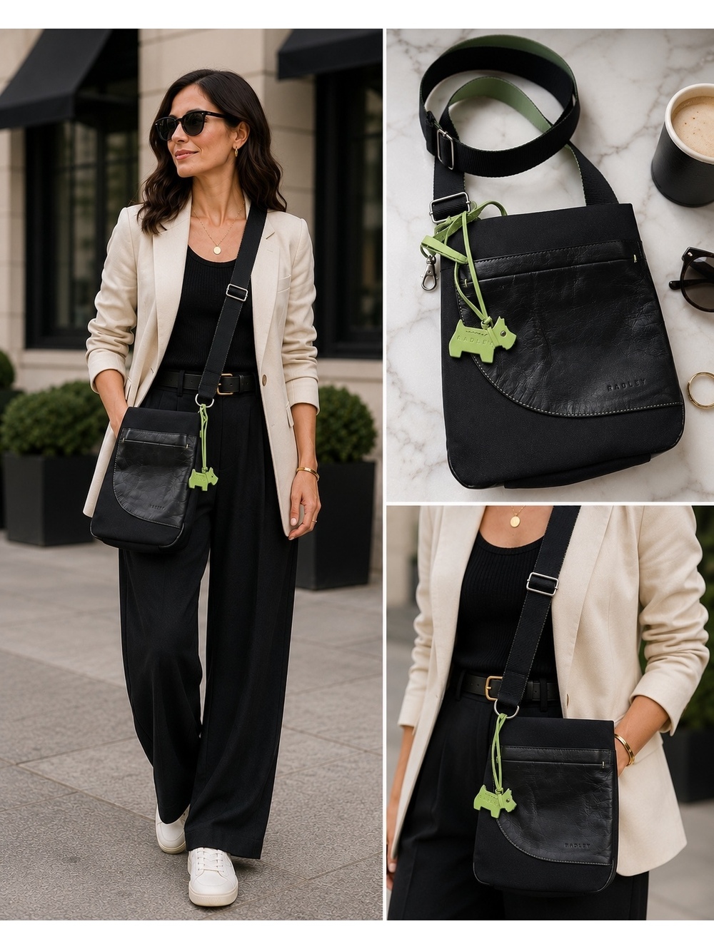 Radley London Pocket Bag Black Lime Crossbody NWOT Discontinued